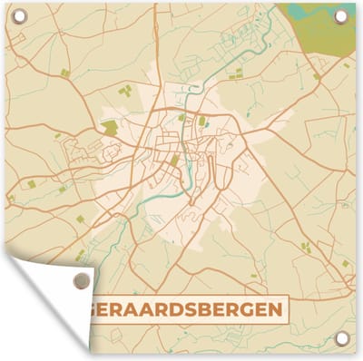 Tuin poster Kaart - Stadskaart - Geraadsbergen - Vintage - Plattegrond - 200x200 cm - Tuindoek
