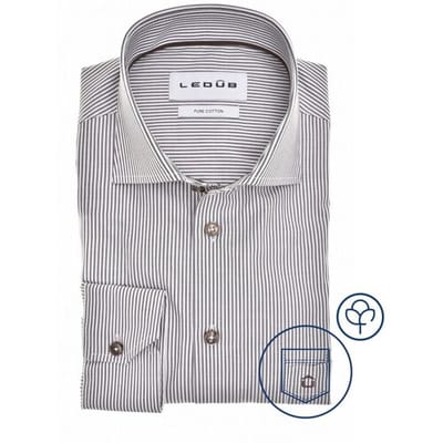 Ledûb Overhemd Fine Stripe Pure Cotton Donker Bruin / male