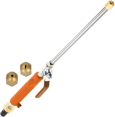 Hogedruk Sproeikop - Krachtige Wisser - Auto's Reinigen - 2-In-1 Mondstuk - 46.5 cm Lengte - Zilverkleurig