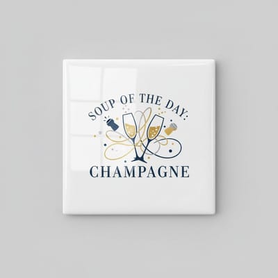 Soup of the Day Champagne Decoratieve Tegel – Elegante Keuken & Bar Wanddecoratie – Keramische Tegel 15 × 15 cm