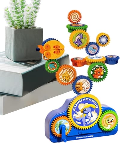 Tandwiel Bouwstenen - Educatieve Constructie Set - STEM Leren - Interactieve Rotatie - 34.5 x 26 x 8 cm - Dinosaurusmodel