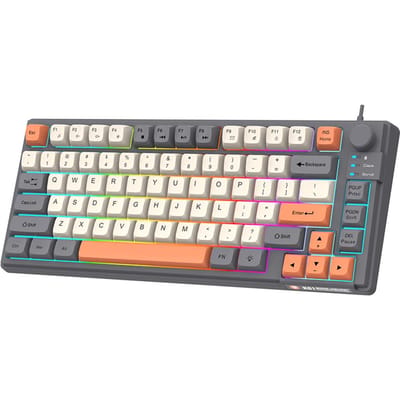 Gaming Toetsenbord Kleurrijke Achtergrondverlichting 81 Toetsen met Driekleurige Keycaps MDA Hoogte Bolle Keycap