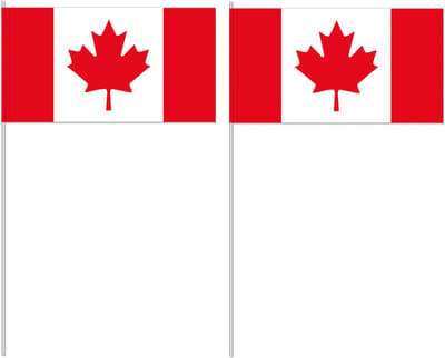Canada zwaaivlaggetjes/handvlaggen - 50x - 12 x 24 cm - papier - stokje van 40 cm