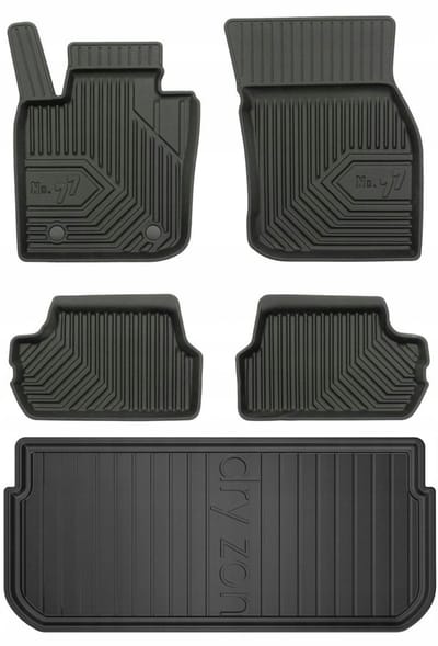 FROGUM 77 Set Automatten en Kofferbakmat - Geschikt voor MINI COOPER S F56 Hatchback (vanaf 2014) - Middelste laadvloer - TPE Rubber - Zwart