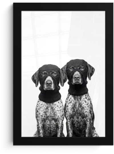 Poster in lijst - Fotolijst 20x30 cm - Posters - Honden - Bivakmuts - Zwart - wit - Posterlijst zwart - Decoratie - Wanddecoratie woonkamer - Muurdecoratie slaapkamer