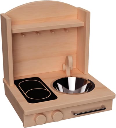 Kinderfornuis Massief Hout - Kindertafelkeuken Speelgoed - Kinderspel Keuken - Duurzaam Massief Hout - 40x28x40 cm - Beuken Geolied