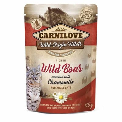 Carnilove Pouch Wild Boar - Eiwitrijk Natvoer - 24x85 Gr, Gezonde Maaltijd met Kamille