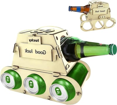 Decoratieve Houten Flessenhouder voor Wijn en Bier, Tafeldecoratie, Perfect Cadeau voor Bierliefhebbers en Feestelijke Gelegenheden