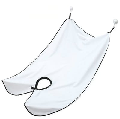 Baardschort -Scheerschort- Baard schort - Inclusief Zuignappen - Kappersmantel - Sterke zuignappen - Valentijn Cadeau - Baard trimmen - Baard accessoires - Beard Bib - Wit