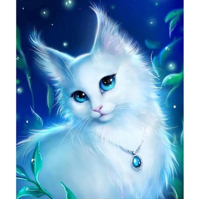 5D DIY Diamond schilderij witte kat borduurwerk kruissteek Strass mozaïek Home Decor 20X30CM blue