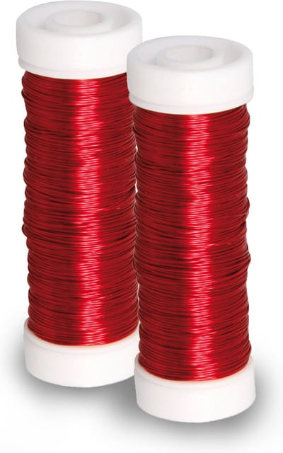 Rayher Sieraden maken draad - 2x - rood - 0.3 mm dik - 50 meter snoer - haakdraad - bindmaterialen - rijgkoord