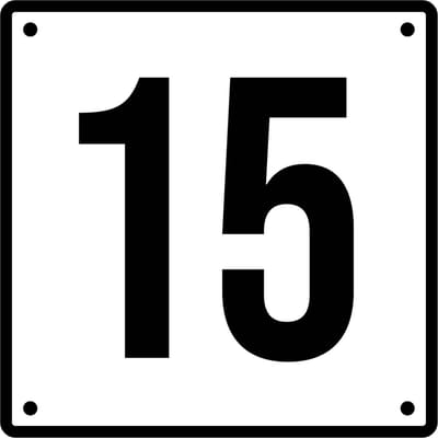 Huisnummerbord 15 - Incl. Schroeven en Pluggen – Acrylaat - 10 x 10 cm - Wit met Zwart