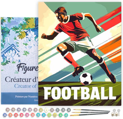 Figured'Art Schilderen op Nummer Volwassenen met lijst Sportaffiche Voetbal- Handwerk acrylverf Kit DIY Compleet - 40x50cm Canvas al ingelijst