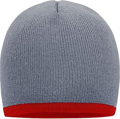 Myrtle Beach 'Contrasting Border Beanie' Lichtgrijs/Burgundy