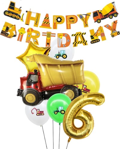 Snoes Cijfer Ballon Nummer 6 - Vrachtwagen - Plus Vrachtwagen set Ballonnen Feestdecoratie - Helium Ballon - Kinderen