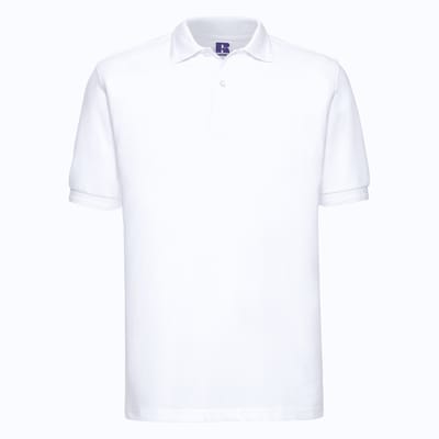 Russell Heren Ripple Collar & Manchet Poloshirt met korte mouwen (Wit)