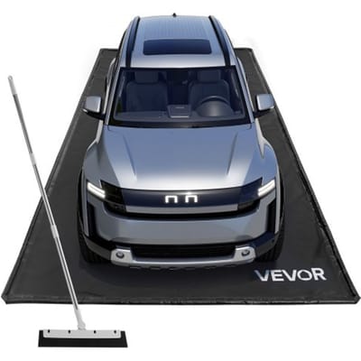 VEVOR PVC Garage Vloermat, Antislip (2,4 x 4,9 x 0,03 m) met Wisser, Duurzaam & Waterdicht, Beschermt de Vloer tegen Sneeuw, Regen en Modder, Zwart