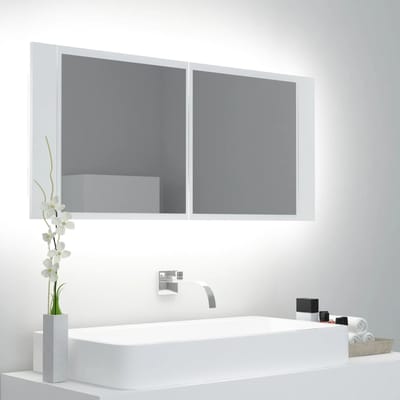 vidaXL - Badkamerkast - met - spiegel - en - LED - 100x12x45 - cm - acryl - wit