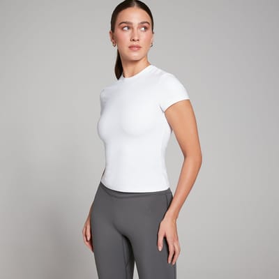 MP Tempo T-shirt met nauwsluitende pasvorm en korte mouwen voor dames - Wit - XXS