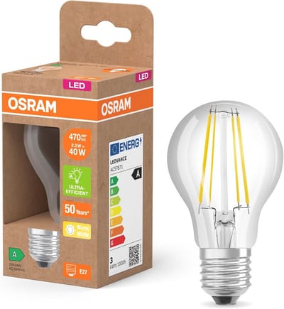 Energiezuinige LED-lamp met gloeidraad in klassieke vorm, E27, 470 lumen