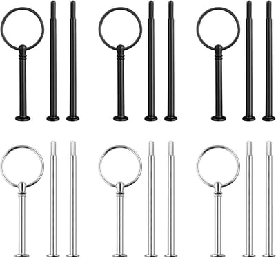 Set van 6 Laag Pliers, Tangle Set, Metalen Stangen, Houder voor 2 tot 3 Niveaus, Ideaal voor Organisatie en Opslag