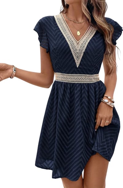 Livano Zomerjurk Dames - Zomerjurken - Volwassen - Jurk - Ibiza Stijl - Sundress - Marineblauw - Maat XS