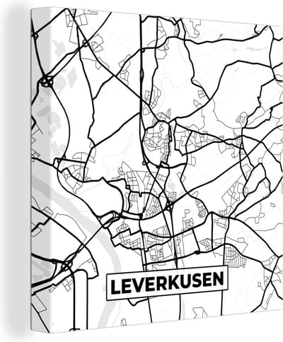 Canvas Schilderij Leverkusen - Stadskaart - Kaart - Plattegrond - 20x20 cm - Wanddecoratie