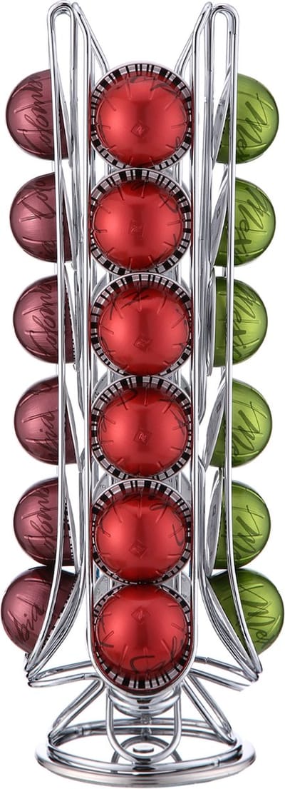 Behave Capsulehouder - 360° Draaibaar - Cuphouder - Zilverkleur - Geschikt voor 24 Nespresso Vertuo cups
