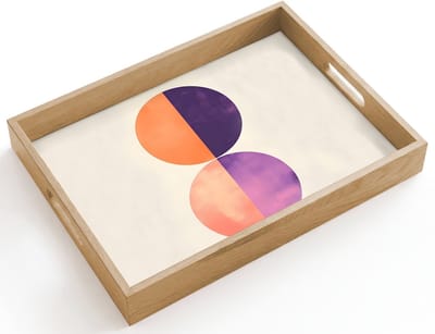Dienblad hout 40x30 cm - Schootdienblad - Abstract - Cirkels - Paars - Borrelplank rechthoek - Plateau dienbladen