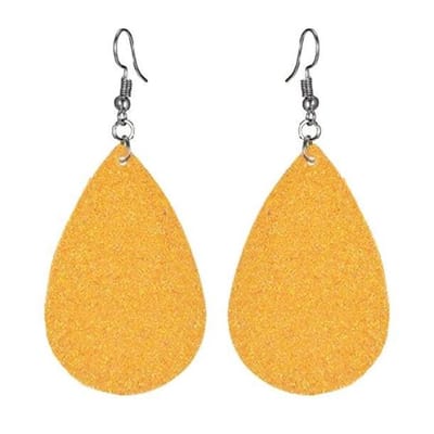 Fako Bijoux® - Oorbellen - Druppel - Glitter - Kunstleer - Geel