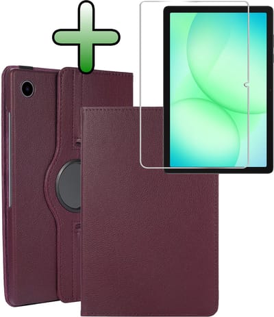 Hoesje Geschikt voor Samsung Galaxy Tab A11 Plus / A9 Plus - Met Screenprotector - 360 Graden Draaibare Hard Cover Case - Tablet Hoes Draaibaar - Paars