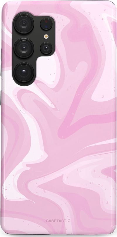 Casetastic hoesje geschikt voor Samsung Galaxy S25 Ultra - Dubbellaagse bescherming - Zoet Roze Marmer - Fashion Case - Lichtroze Wit