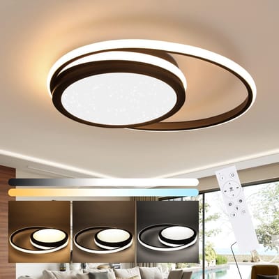 NETTLIFE Plafondlamp LED - 46W - rond - Dimbaar - Moderne Keukenverlichting - met Sterrenhemelontwerp - Zwart - voor Slaapkamer | Studeerkamer | Hotel
