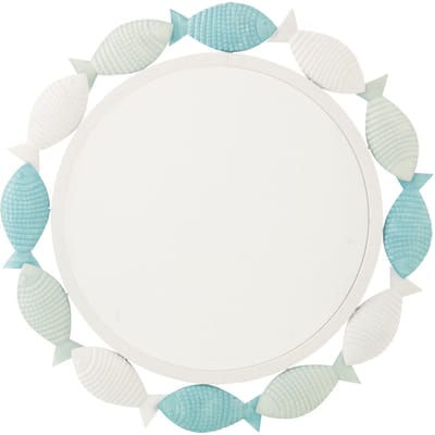 J-Line spiegel Vis - metaal - lichtblauw/wit