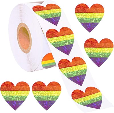 500 Stickers Op Rol - 2.5cm - Hart / Hartjes Regenboog Twist Horizon - Beloningsstickers - Stickers Kinderen - Sluitsticker - Sluitzegel - 25mm - 500 Stuks