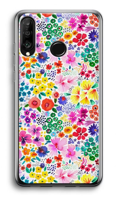Case Company® - Hoesje geschikt voor Huawei P30 Lite hoesje - Little Flowers - Soft Cover Telefoonhoesje - Bescherming aan alle Kanten en Schermrand