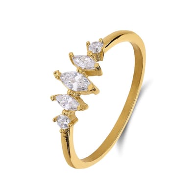 Lucardi Dames Stainless steel goldplated ring met zirkonia voor dames - Ring - Staal - Goudkleurig - 16 / 50 mm