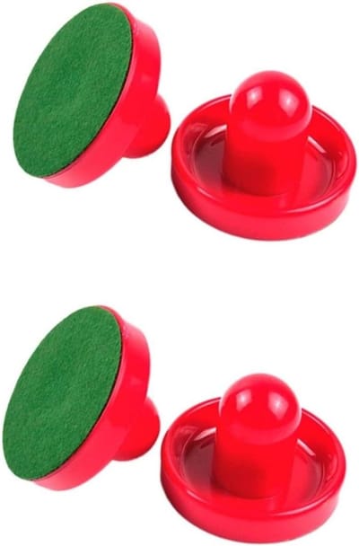Air Hockey Handvatten - Paddles Pushers - Tafelspel Vervanging - Ergonomisch Ontwerp - 2 Sets 4 Stuks - Rood