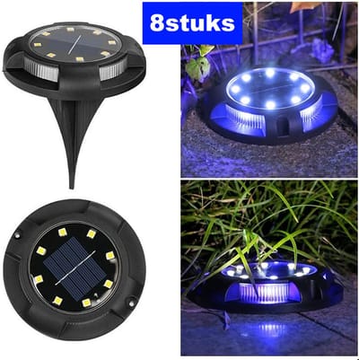 (8 stuks) Solar Grondspot -Tuinverlichting op zonne energie-ABS Grond Spots-Zonne grondverlichting-op Zonne-energie met Buiten Verlichting Tuinverlichting- Buitenverlichting Tuinlamp