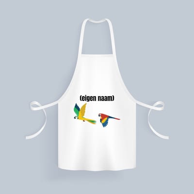 Akyol - 2 vliegende papegaaien Keukenschort - Papegaai - papegaai liefhebbers - met eigen naam - papegaai spullen - gepersonaliseerd - 82 bij 71 cm