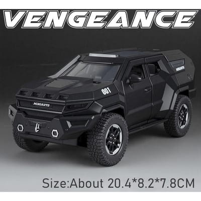 1:24 Schaal Rezvani Vengeance Ram Mammoth Legering Auto Model Speelgoed Terugtrek Muziek Licht Off-road Voertuigen Huisdecoratie