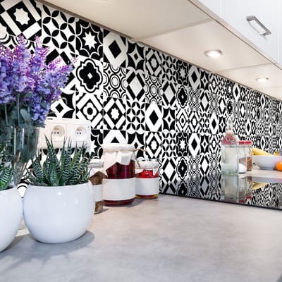 Zelfklevende muurstickers in de vorm van tegels voor keuken en badkamer - 60 Azulejos Flavior cementtegelstickers - 60 stickers 20x20cm