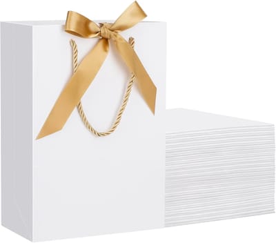 Kraft Papieren Cadeautassen met Handvat - 20 Stuks - 230GSM - Ideaal voor Verjaardagen en Bruiloften - 20x10x28cm Maat