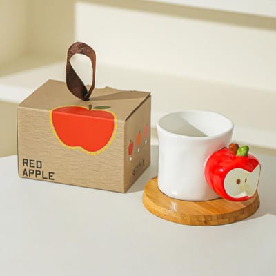 Creatieve Fruitbeker Mok Koffiemok Openingscadeau Keramische Mok Schattige Appel Perzik Huis Waterbeker 301-400ml