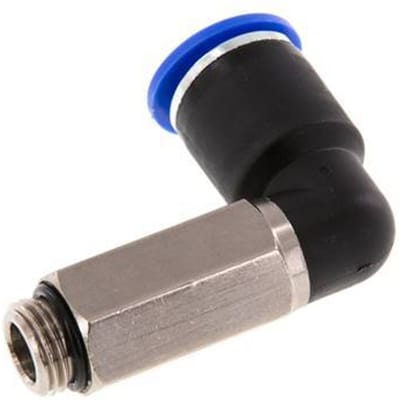 12mm x G1/4'' 90 graden L-verbinding Messing/PA 66 Insteekfitting Buitendraad Lange Huls Draaibaar NBR
