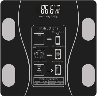 Weegschaal - Personenweegschaal Digitaal - Slimme Bluetooth lichaamsvetweegschaal - voor badkamer - elektronische lichaamsvetmeter - USB oplaadbaar