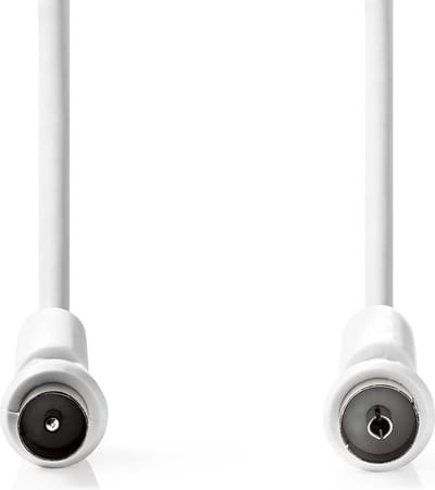Nedis Coaxkabel - IEC (Coax) Male - IEC (Coax) Female - Vernikkeld - 120 dB - 75 Ohm - Viervoudig Afgeschermd - 1.50 m - Rond - PVC - Wit - Label