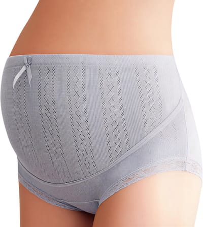 Comfortabele Plus Size Zwangerschapsshort Katoen – maat M- Hoge Taille, Rekbaar & Verstelbaar Zwangerschapsondergoed-Grijs