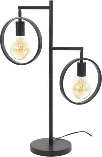 Tafellamp met 2 Ringen in Charcoal voor Sfeervolle Verlichting - Charcoal - Ringontwerp - Tafellamp - 50x22x70 cm - Perfect voor Woonkamer of Slaapkamer