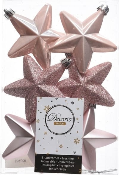 Decoris kersthangers - 6 stuks - 7.5cm - kunststof - mix